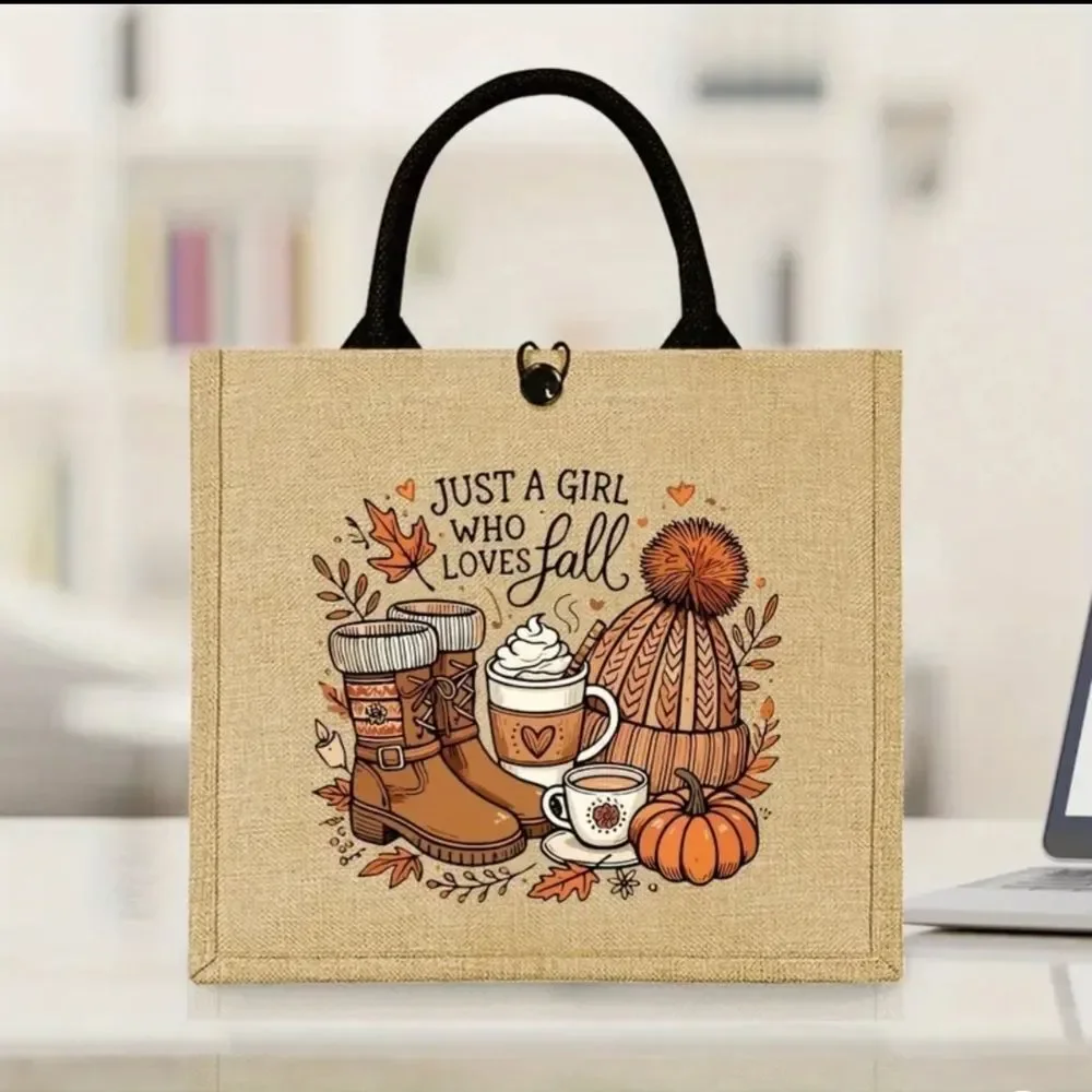Charming Fall Tote Bag - Brown and Makeup Bag